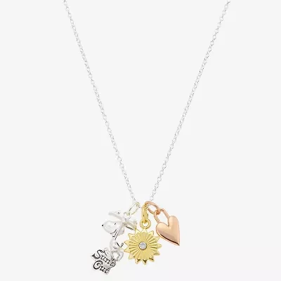 Womens Crystal 10K Gold Over Brass 10K Rose Gold Over Silver Heart 16 Inch Pendant Necklace
