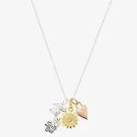 Womens Crystal 10K Gold Over Brass 10K Rose Gold Over Silver Heart 16 Inch Pendant Necklace