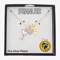 Initial Charm Womens Cubic Zirconia 10K Gold Over Brass Pure Silver Over Brass Heart 16 Inch Pendant Necklace