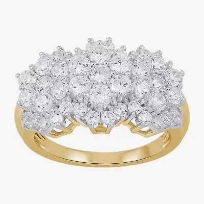 Diamond Blossom (I, I2) Womens 2 CT. T.W. Lab Grown White 14K Gold Over Silver Cluster Cocktail Ring