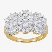 Diamond Blossom (I, I2) Womens 2 CT. T.W. Lab Grown White 14K Gold Over Silver Cluster Cocktail Ring