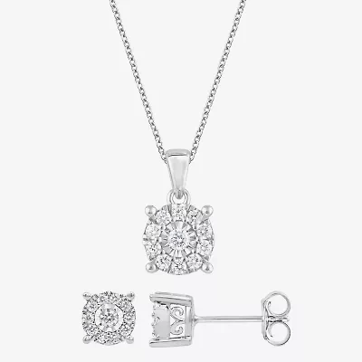 (F, Si2) Womens 1/2 CT. T.W. Lab Grown White Diamond Sterling Silver Round 2-pc. Jewelry Set