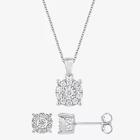 (F, Si2) Womens 1/2 CT. T.W. Lab Grown White Diamond Sterling Silver Round 2-pc. Jewelry Set