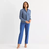 Black Label by Evan-Picone Womens Split Tie Neck Long Sleeve Blouse