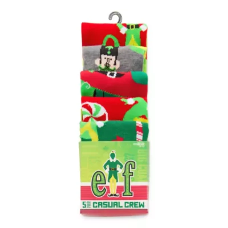Mens 5 Pair ELF Crew Socks