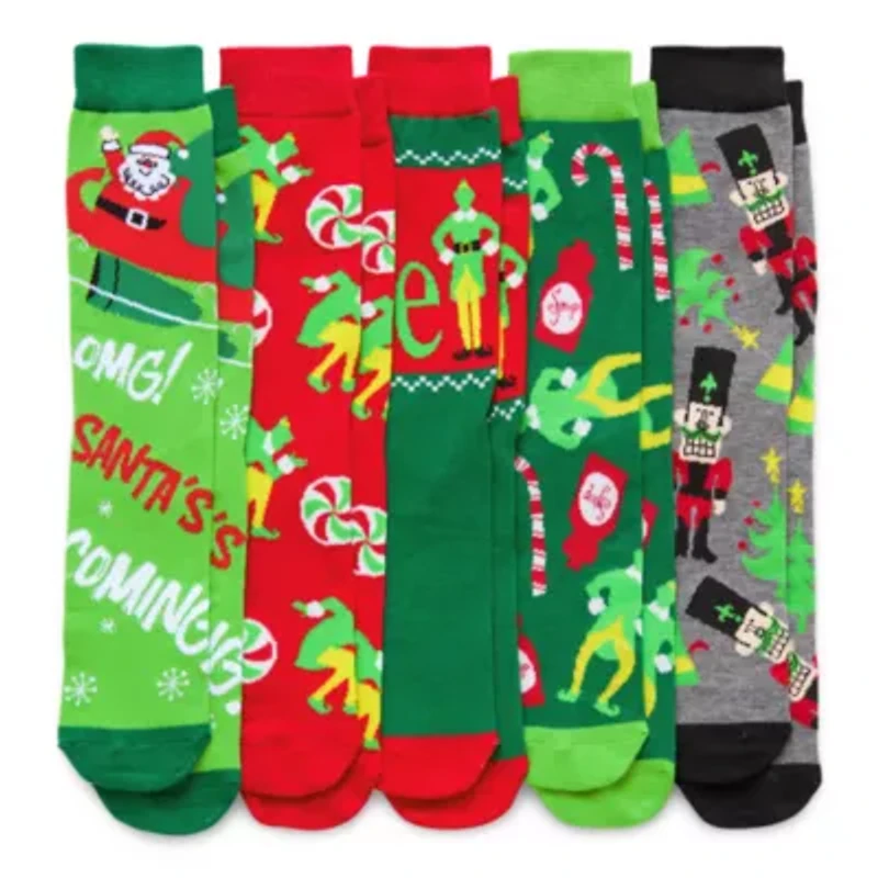 Mens 5 Pair ELF Crew Socks