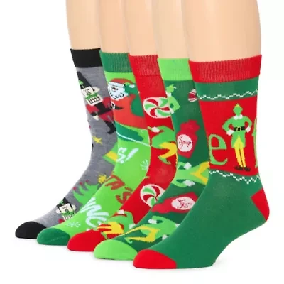 Mens 5 Pair ELF Crew Socks