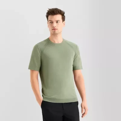 J. Ferrar Solid Mens Crew Neck Short Sleeve Pullover Sweater