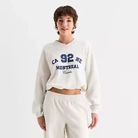 Arizona Bubble Hem Womens Juniors V Neck Long Sleeve Sweatshirt