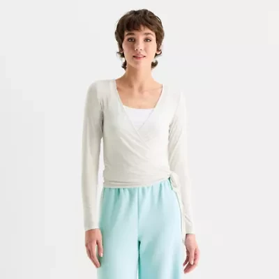 Arizona Womens Juniors Long Sleeve Wrap Shirt