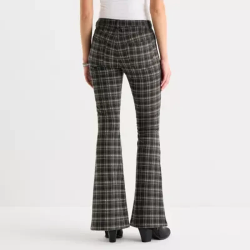 Arizona Womens Juniors Flare Mid Rise Flat Front Pant