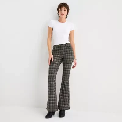 Arizona Womens Juniors Flare Mid Rise Flat Front Pant
