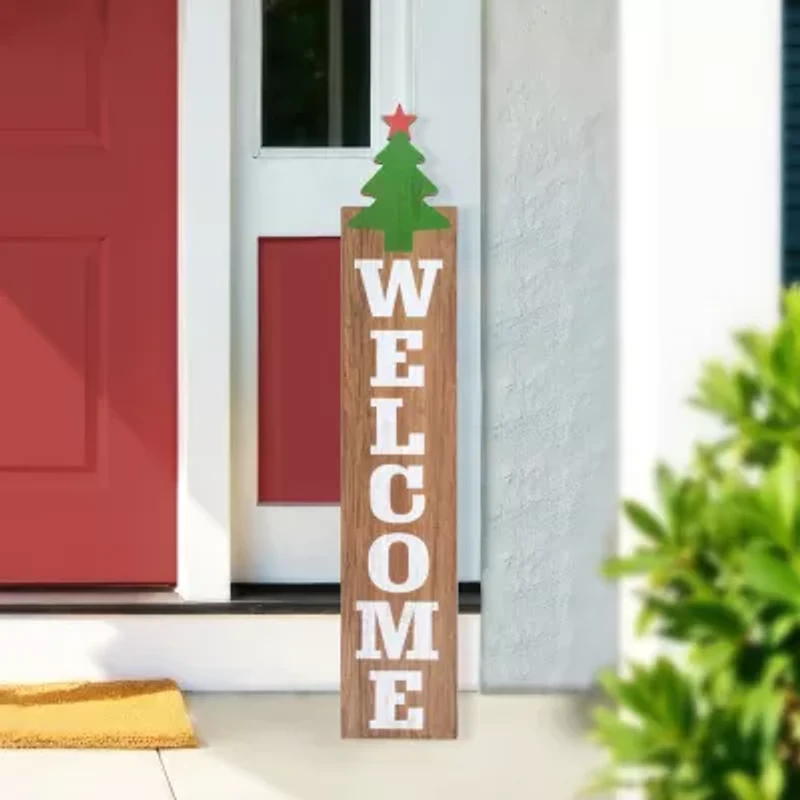 Northlight 31.5 In Green Christmas Tree And Red Star Christmas Yard Art