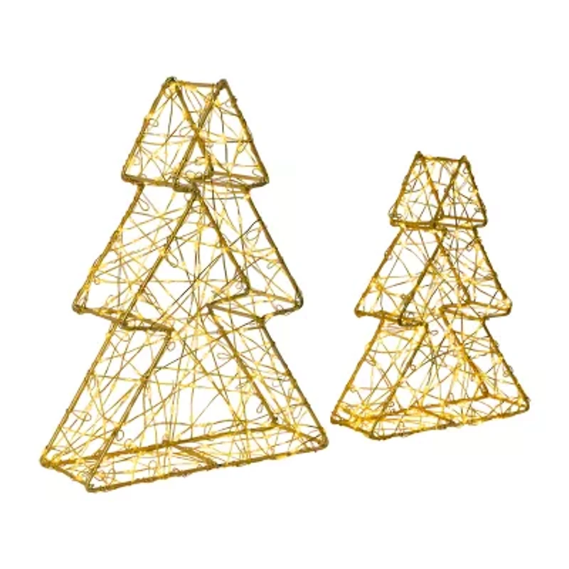 Northlight Led Gold Tree 2-pc. Christmas Tabletop Decor
