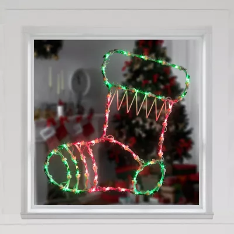 Northlight Lighted Stocking Christmas Window Decor
