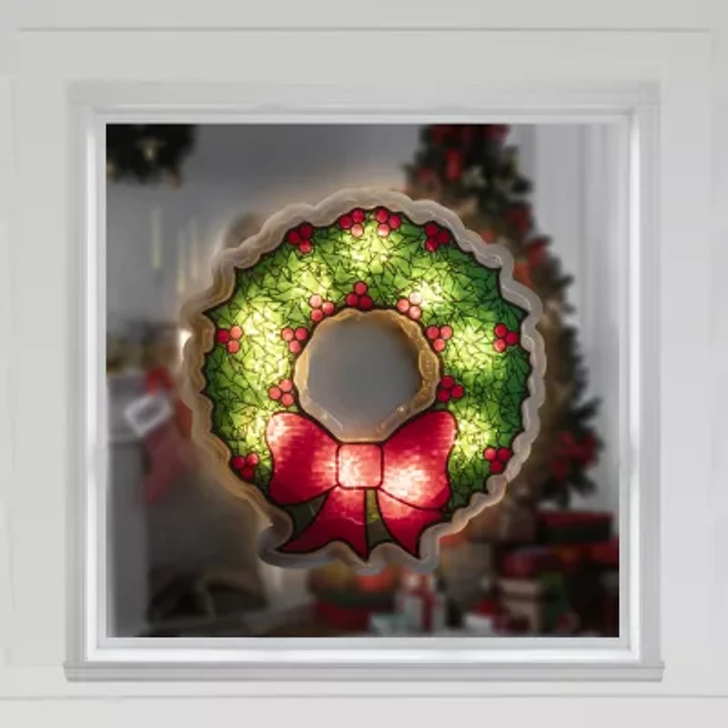 Northlight Lighted Wreath Christmas Window Decor