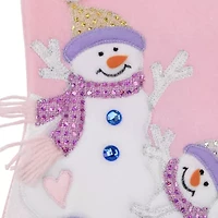 21'' Light Pink Baby's First Christmas Velveteen Snowmen Christmas Stocking