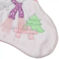21'' Light Pink Baby's First Christmas Velveteen Snowmen Christmas Stocking