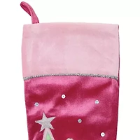 20.5'' Pink Embroidered Ice Skating Snowman and Christmas Tree Stocking
