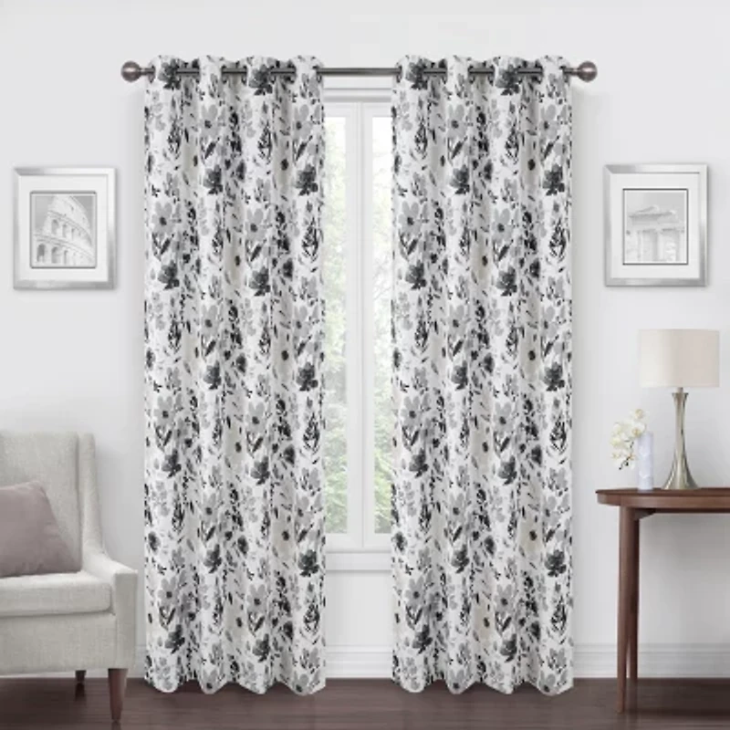 Regal Home Dimensions Floral Grommet Top Energy Saving Blackout Single Curtain Panel