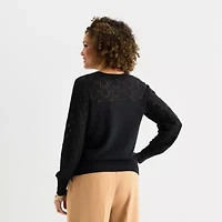 Liz Claiborne Womens Crew Neck Long Sleeve Pullover Sweater