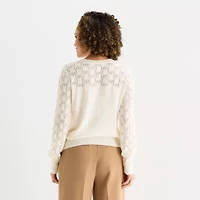 Liz Claiborne Womens Crew Neck Long Sleeve Pullover Sweater