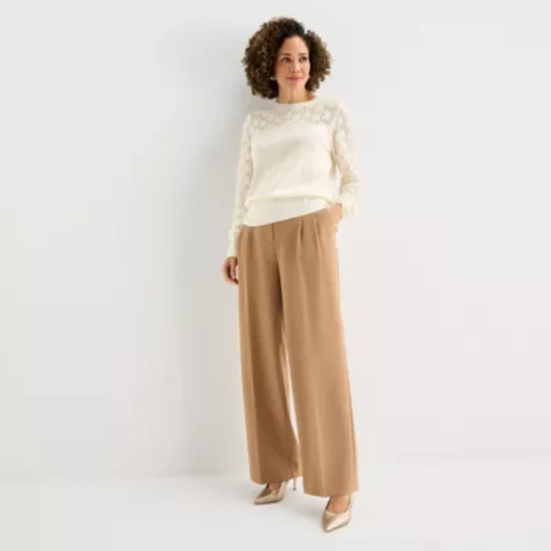 Liz Claiborne Womens Crew Neck Long Sleeve Pullover Sweater