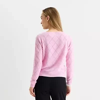 Liz Claiborne Womens Boat Neck Long Sleeve Pullover Sweater