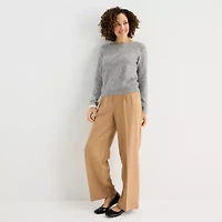 Liz Claiborne Womens Boat Neck Long Sleeve Pullover Sweater