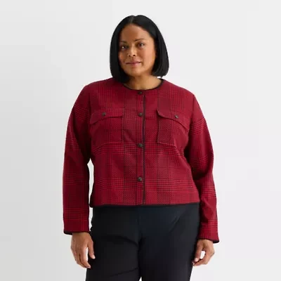Liz Claiborne Womens Plus Lightweight Cropped Jacket