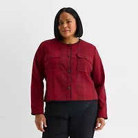 Liz Claiborne Womens Plus Lightweight Cropped Jacket