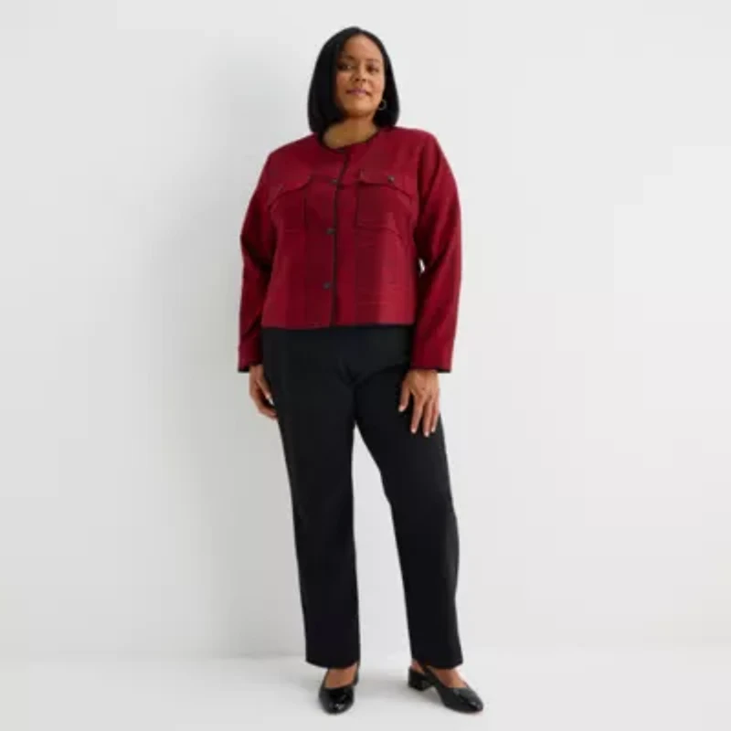 Liz Claiborne Womens Plus Lightweight Cropped Jacket