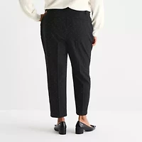 Liz Claiborne Emma Womens Plus Stretch Fabric Straight Mid Rise Ankle Pant