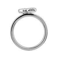 Personally Stackable Genuine White Topaz Sterling Silver Double-Heart Ring