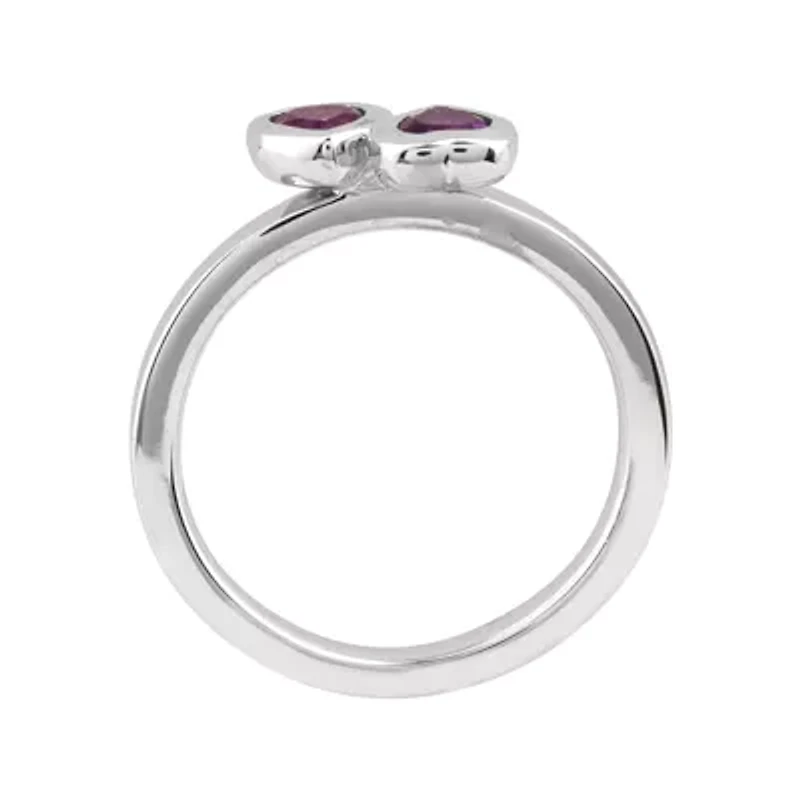 Personally Stackable Genuine Rhodolite Sterling Silver Heart RIng