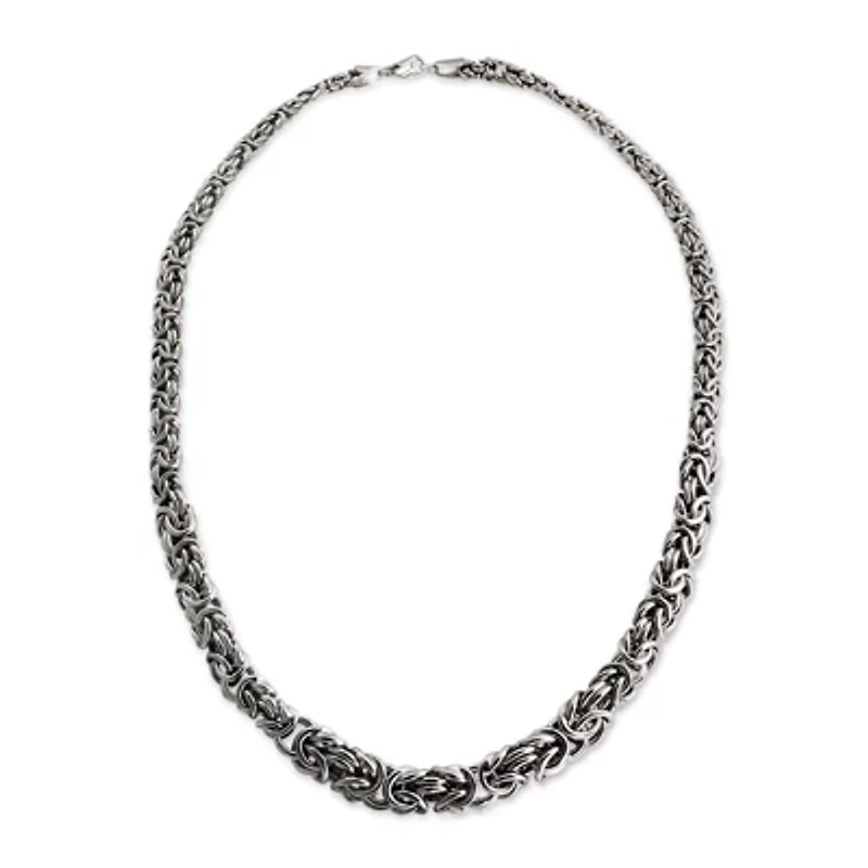 Sterling Silver Graduated Byzantine Necklace