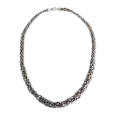 Sterling Silver Graduated Byzantine Necklace