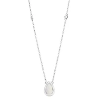Womens Lab Created White Opal Sterling Silver 18 Inch Pendant Necklace