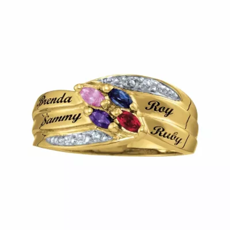 Personalized Family Simulated Birthstones Name Ring