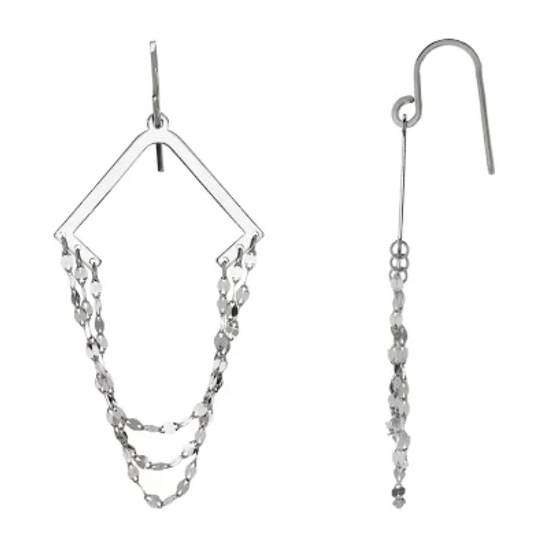 Made in Italy Womens Sterling Silver Drop Earrings