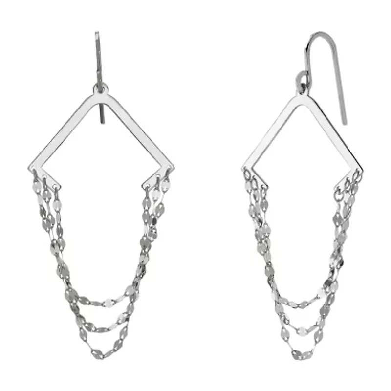 Made in Italy Womens Sterling Silver Drop Earrings