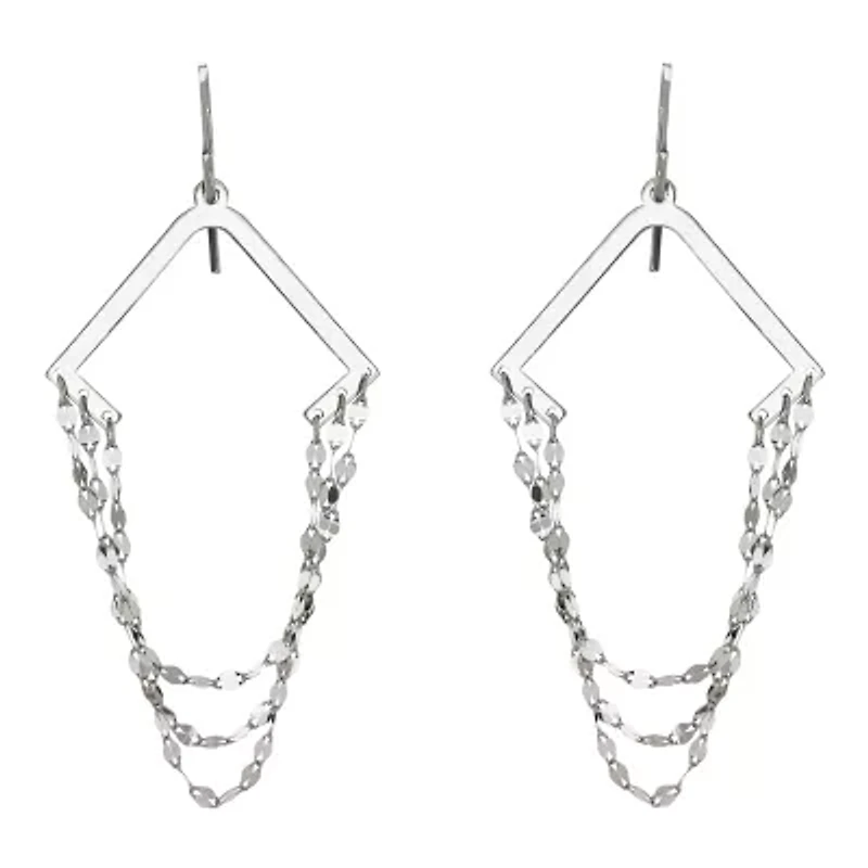 Made in Italy Womens Sterling Silver Drop Earrings