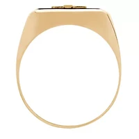 Womens Genuine Black Onyx 14K Gold Cross Signet Ring