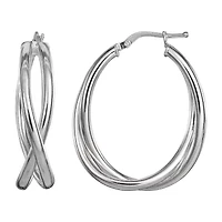 Womens Sterling Silver 33.2mm Round Hoop Earrings