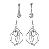 Womens Sterling Silver Earring Set