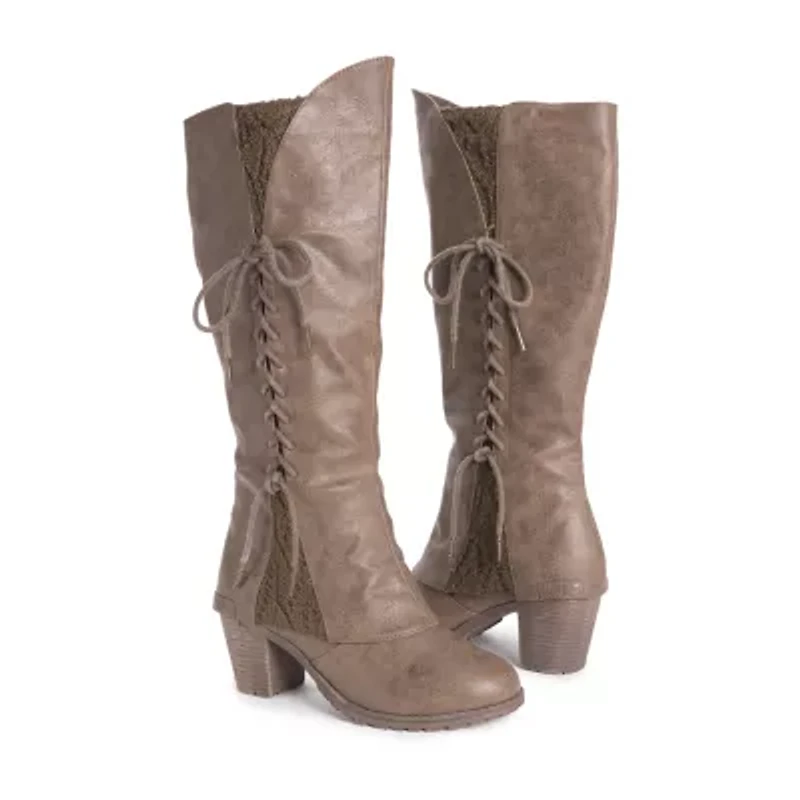 Muk Luks Womens Lacy Leo Stacked Heel Winter Boots