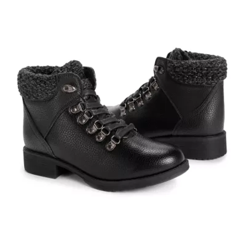 Muk Luks Womens Hiker Denali Stacked Heel Winter Boots