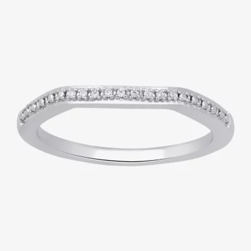 Surrounded by Love Womens Diamond Accent Natural White Sterling Silver Wedding Band