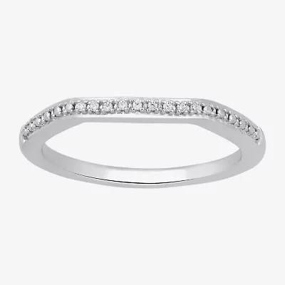 Surrounded by Love Womens Diamond Accent Natural White Sterling Silver Wedding Band
