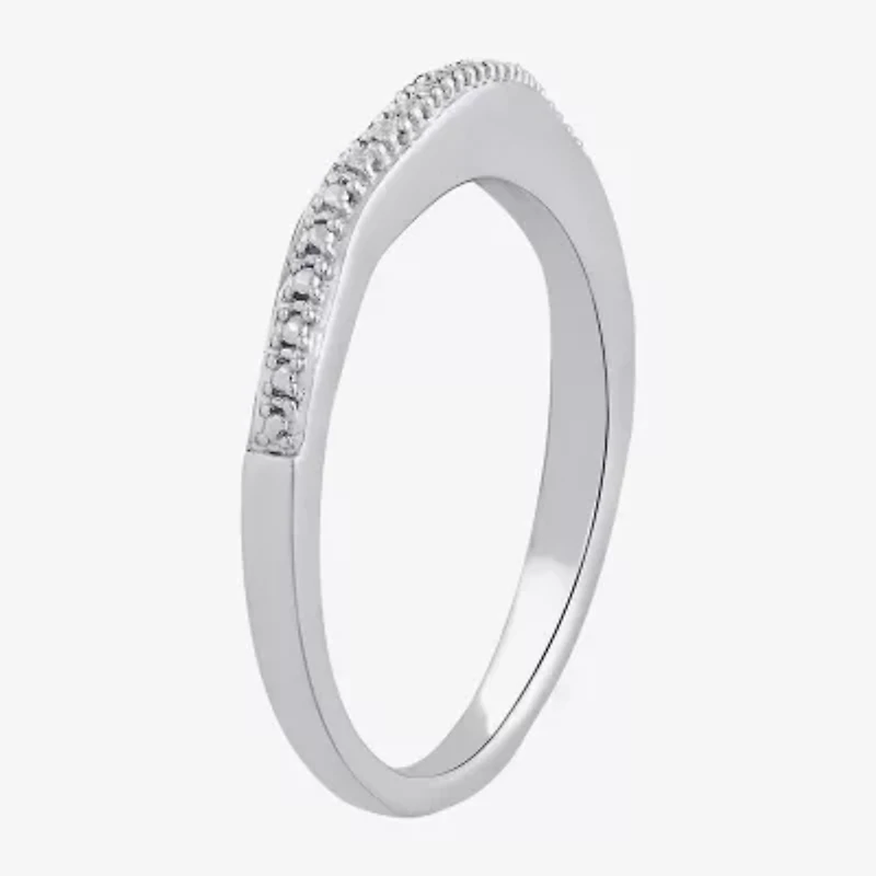 Surrounded by Love Womens Diamond Accent Natural White Sterling Silver Wedding Band
